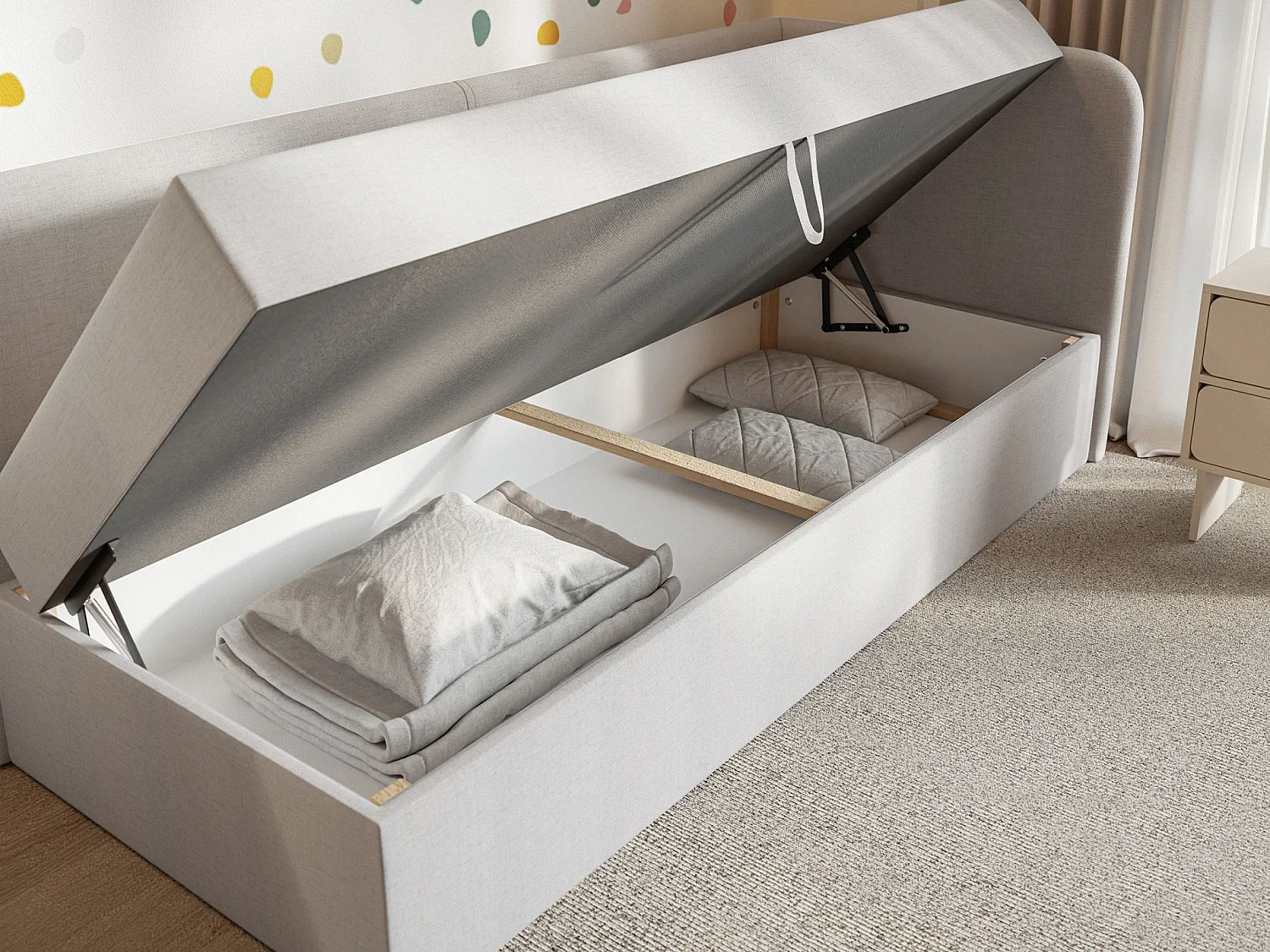 Lit ado avec rangement - olive - gris clair - CALMMO