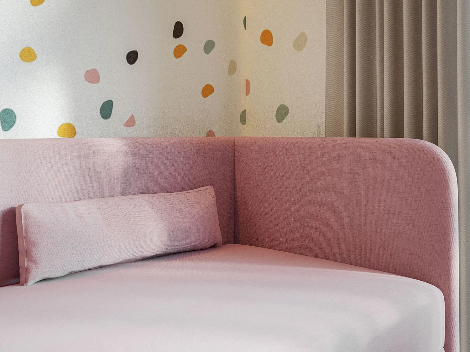 Lit ado avec rangement - olive - rose - CALMMO