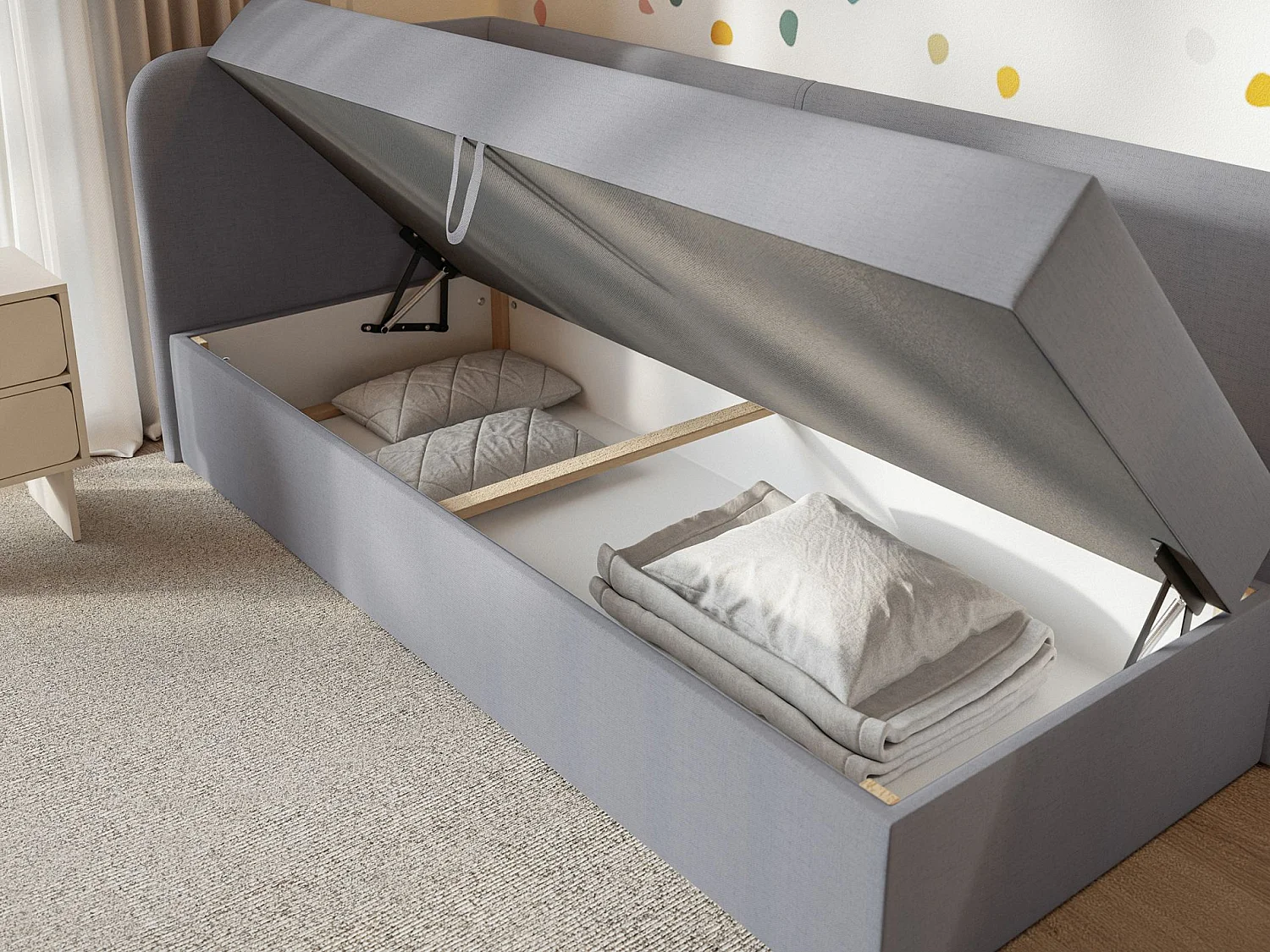 Lit ado avec rangement - olive - gris foncé - CALMMO