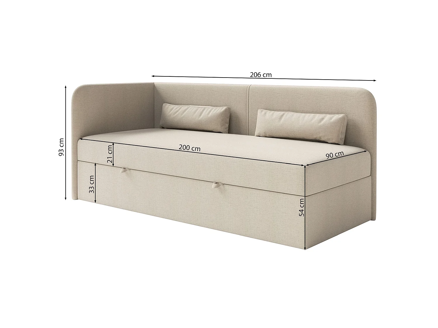 Lit ado avec rangement - olive - gris foncé - CALMMO