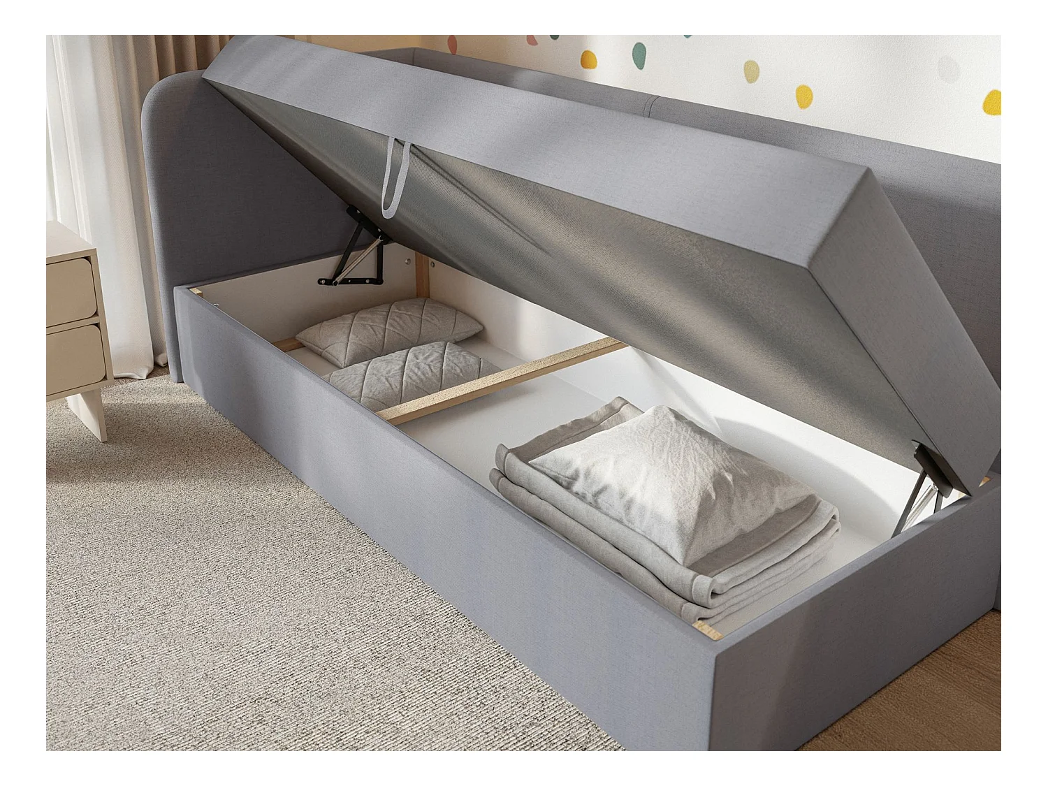 Lit ado avec rangement - olive - gris clair - CALMMO