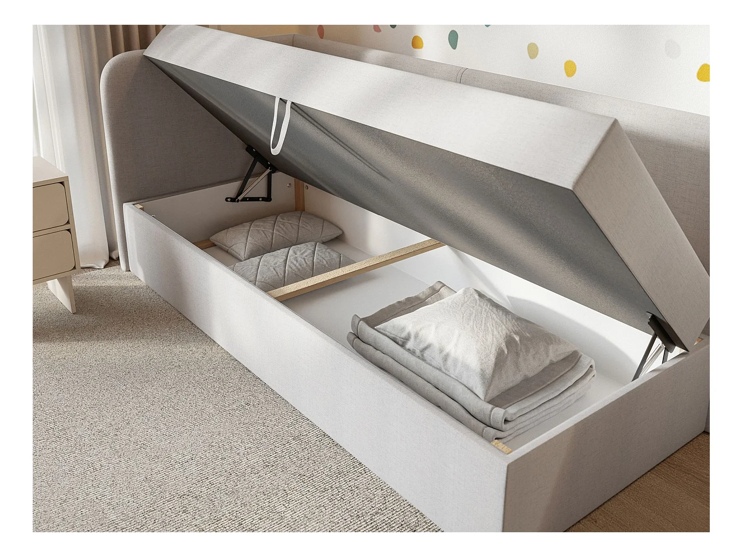 Lit ado avec rangement - olive - gris clair - CALMMO