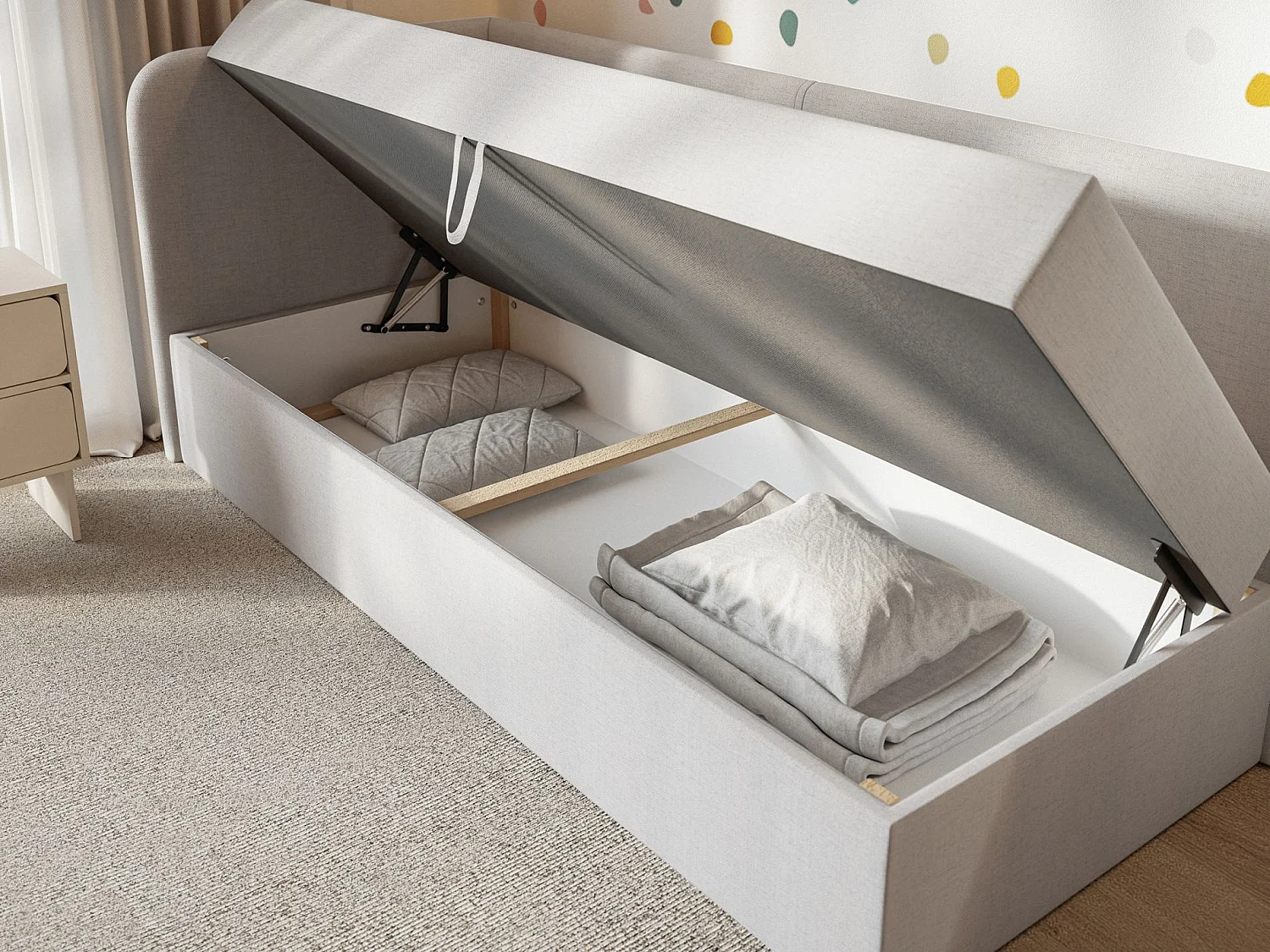 Lit ado avec rangement - olive - gris clair - CALMMO