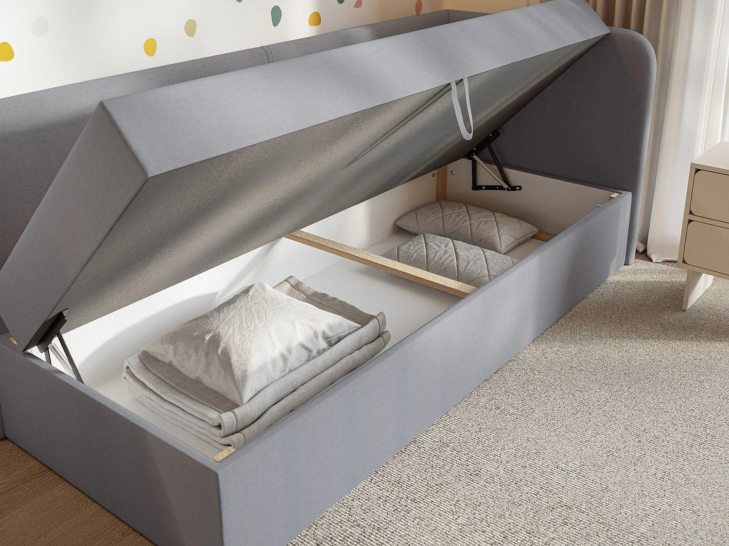 Lit ado avec rangement - olive - gris foncé - CALMMO