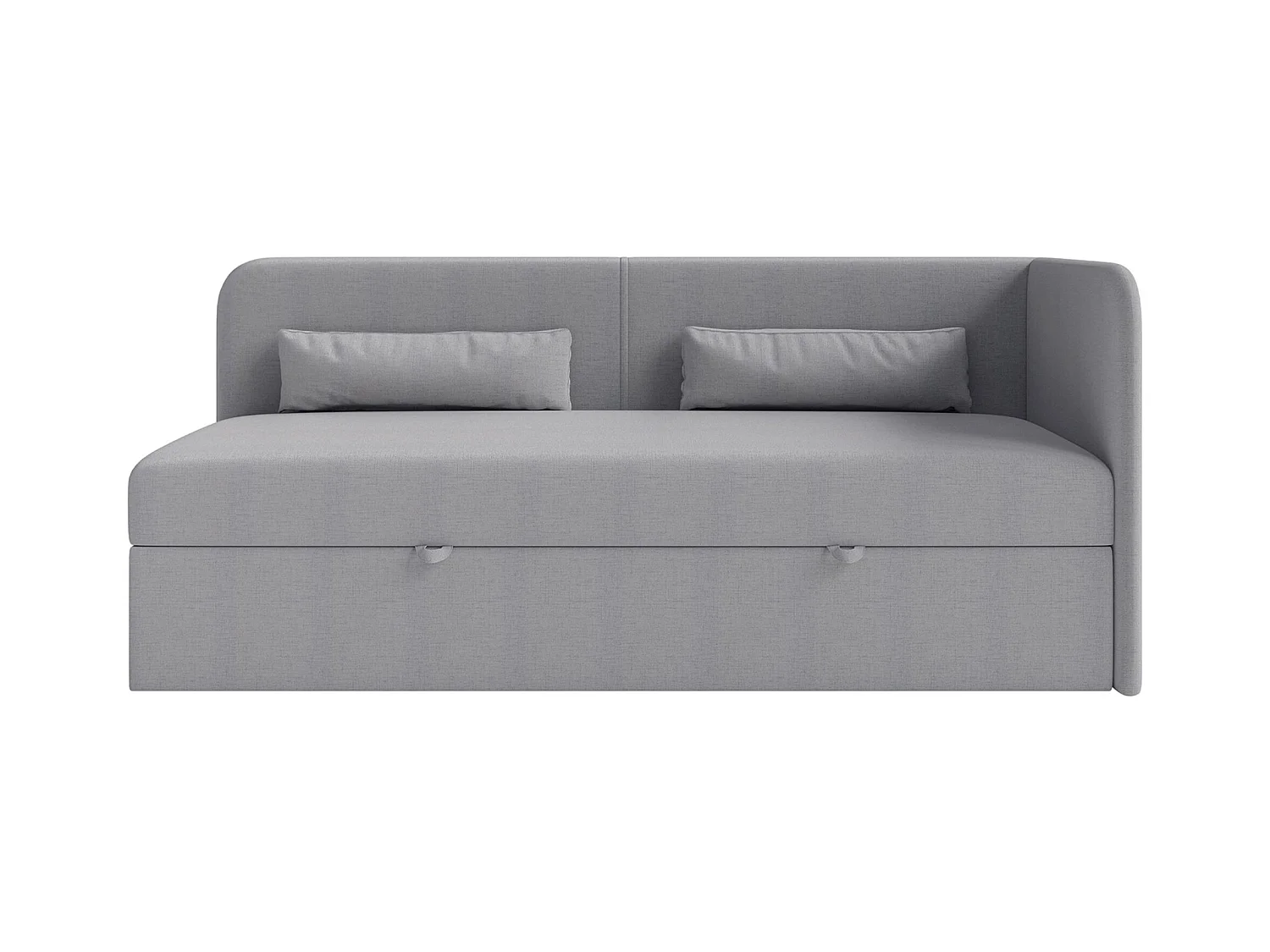 Jugendbett 90x200 mit Bettkasten – Chenille-Bezug – Kopfteil rechts – Dunkelgrau – CALMMO