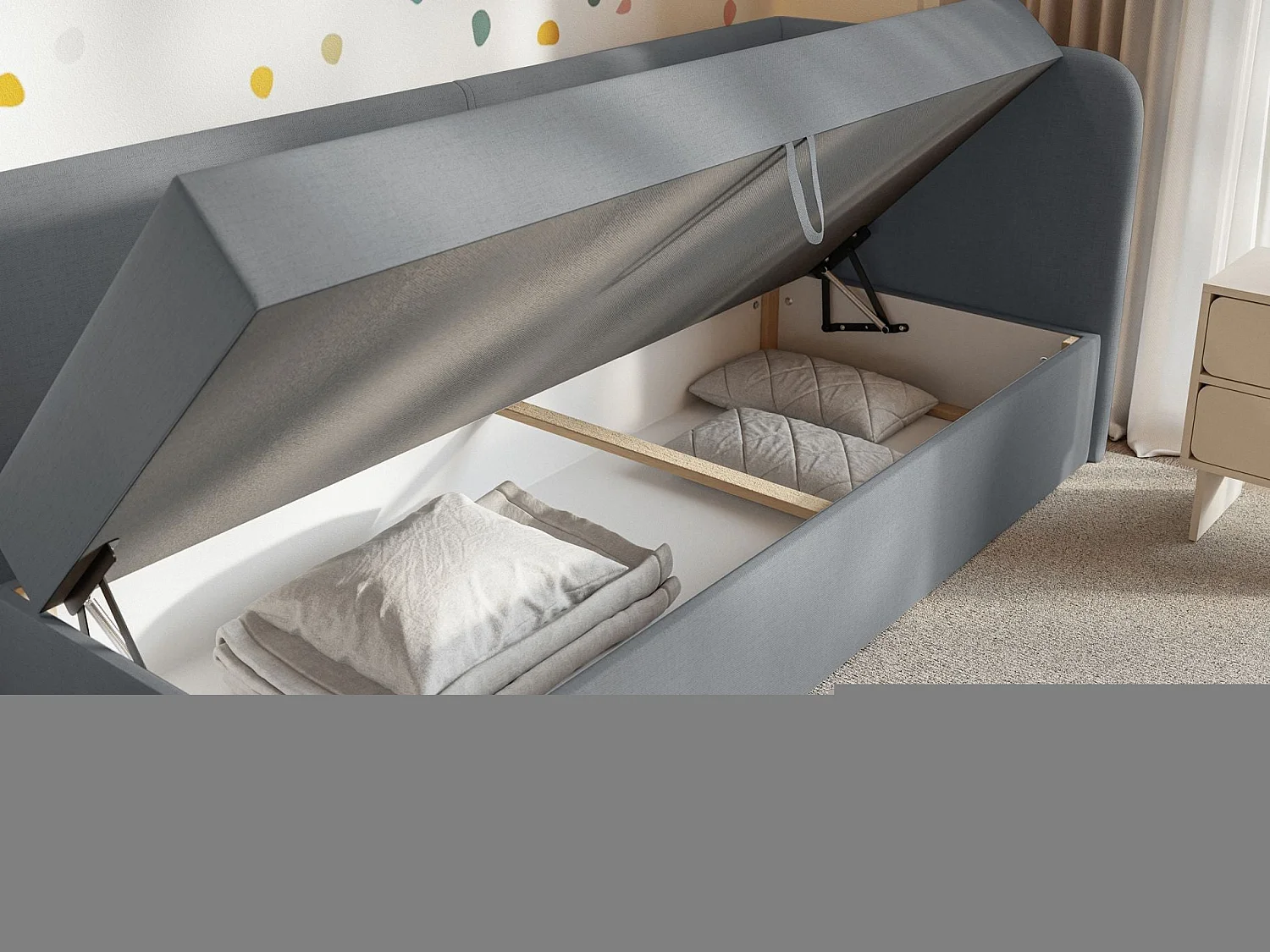 Lit ado avec rangement - olive - gris foncé - CALMMO