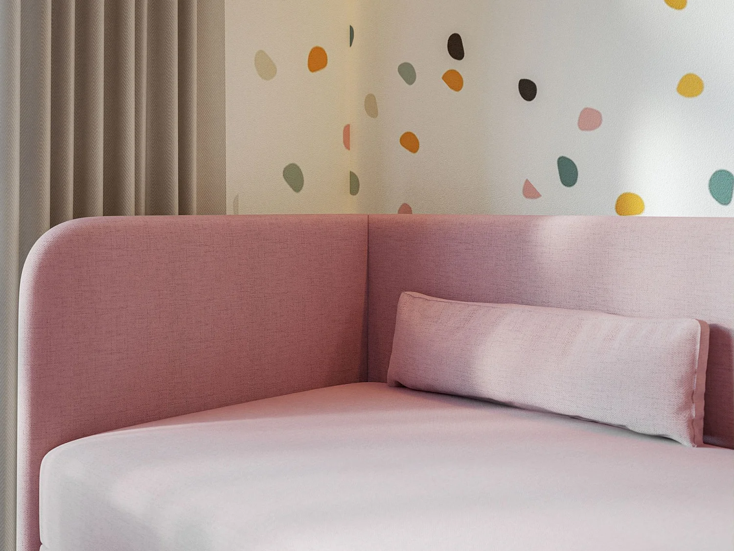 Lit ado avec rangement - olive - rose - CALMMO