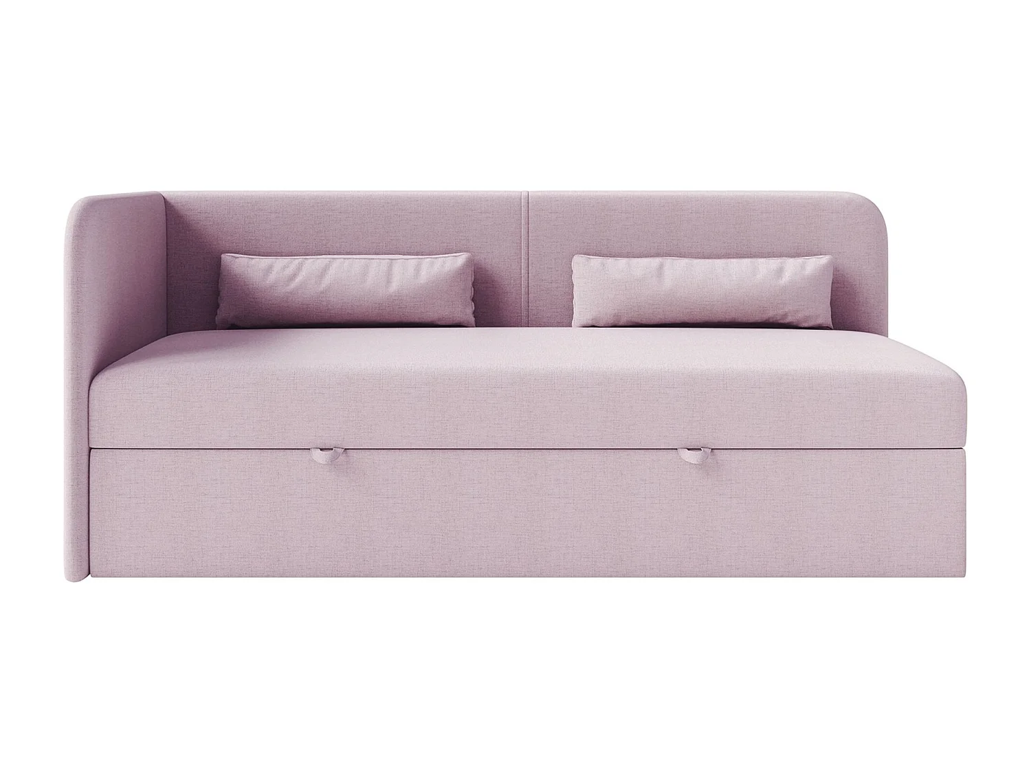 Tienerbed 90x200 met opbergruimte – chenille bekleding – hoofdbord links – roze – CALMMO