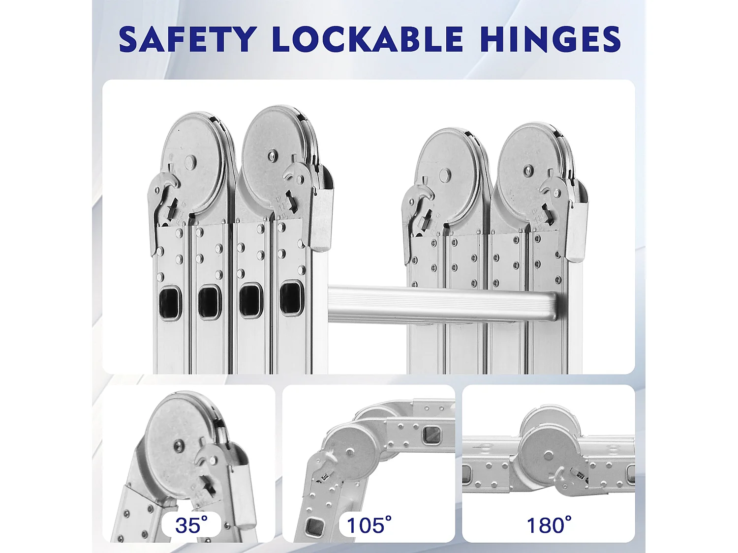 7-in-1 telescopische ladder, verstelbare ladder van 4,7 m, 2 dikke antisliptreden