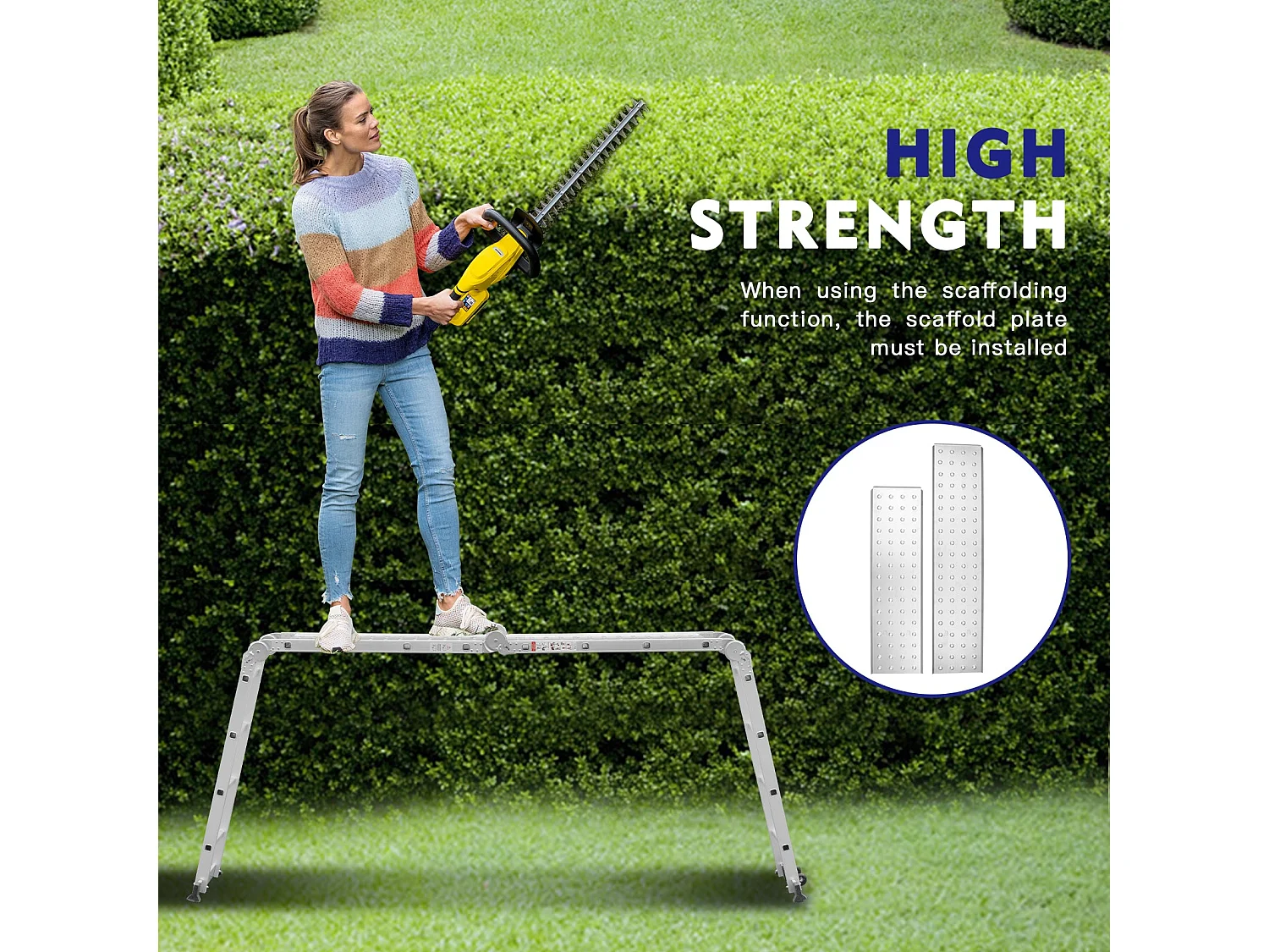 7-in-1 telescopische ladder, verstelbare ladder van 4,7 m, 2 dikke antisliptreden