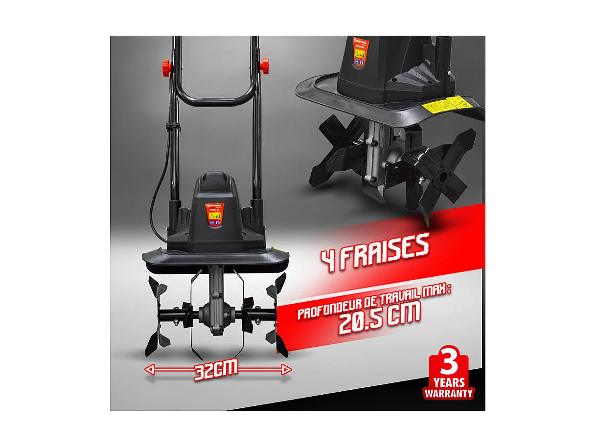 Elektro-Motorhacke mit 4 Fräsen 750 W