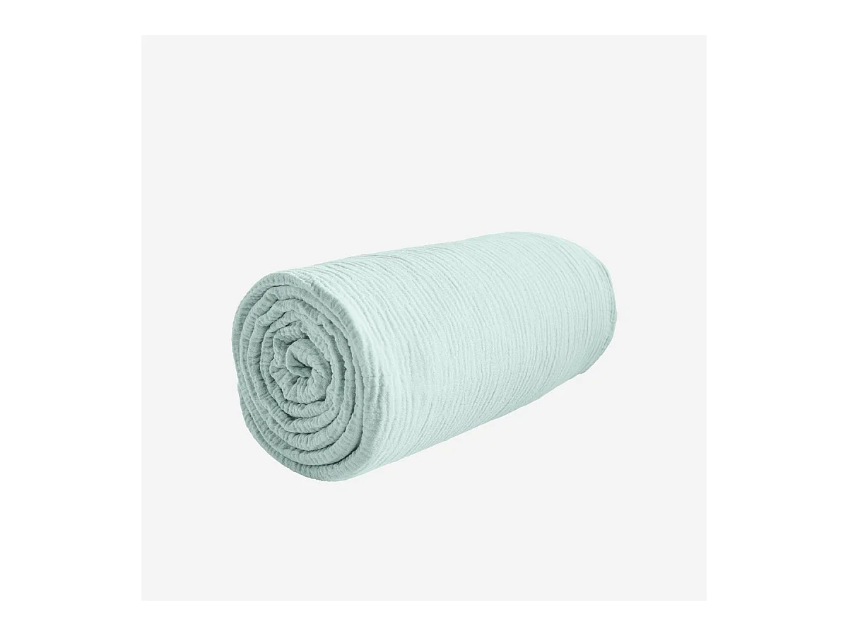 Habitat - Drap Housse en double gaze de coton - 160 x 200 cm - Céladon - Arielle