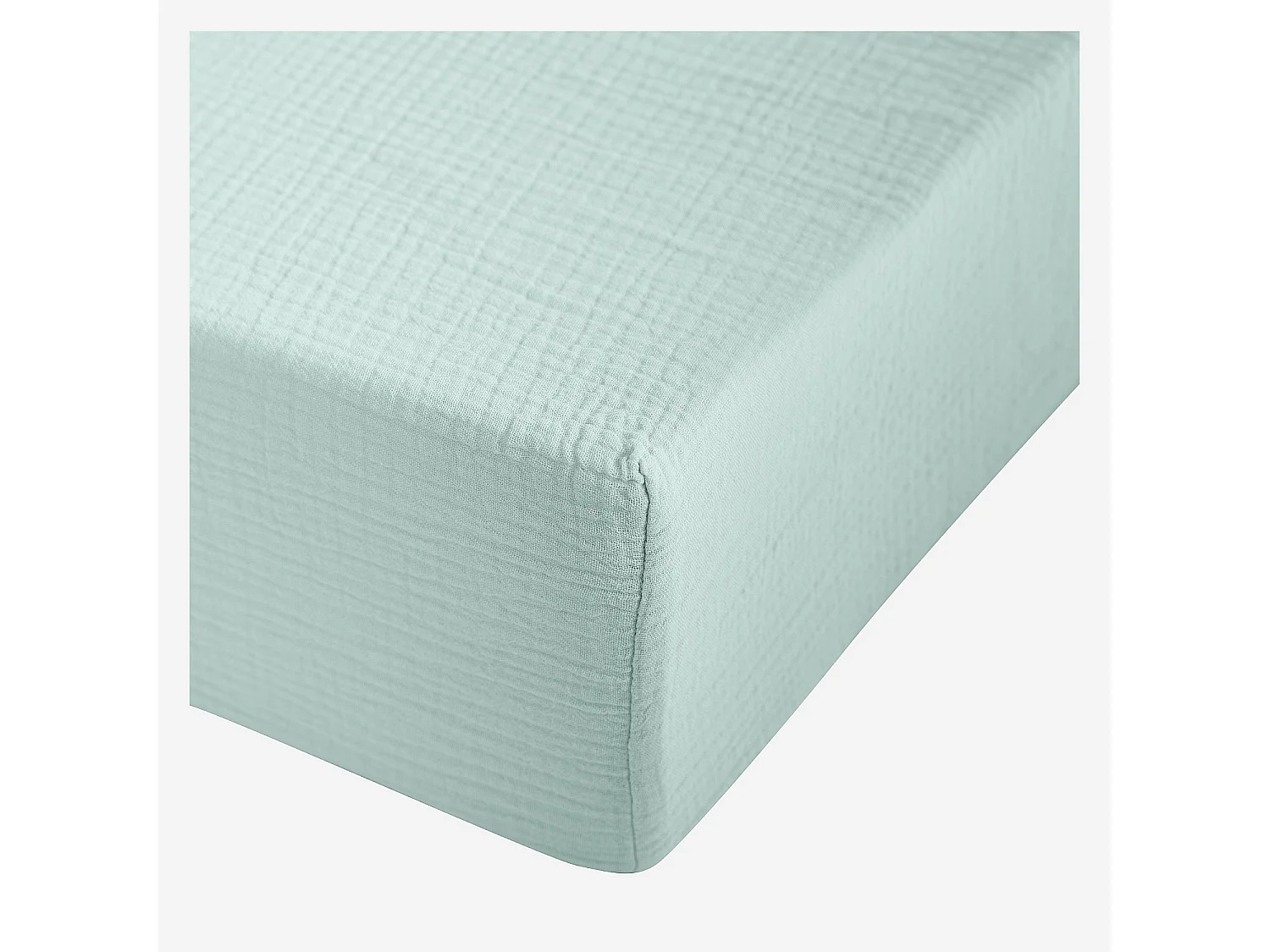 Habitat - Drap Housse en double gaze de coton - 160 x 200 cm - Céladon - Arielle