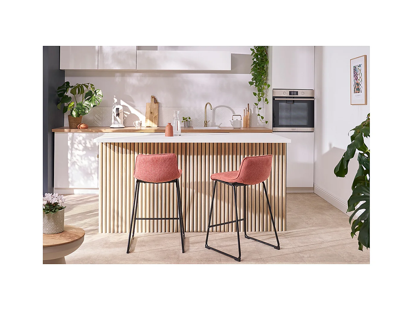 Schwarze Barhocker aus Metall H65 cm (2er-Set) BOOST