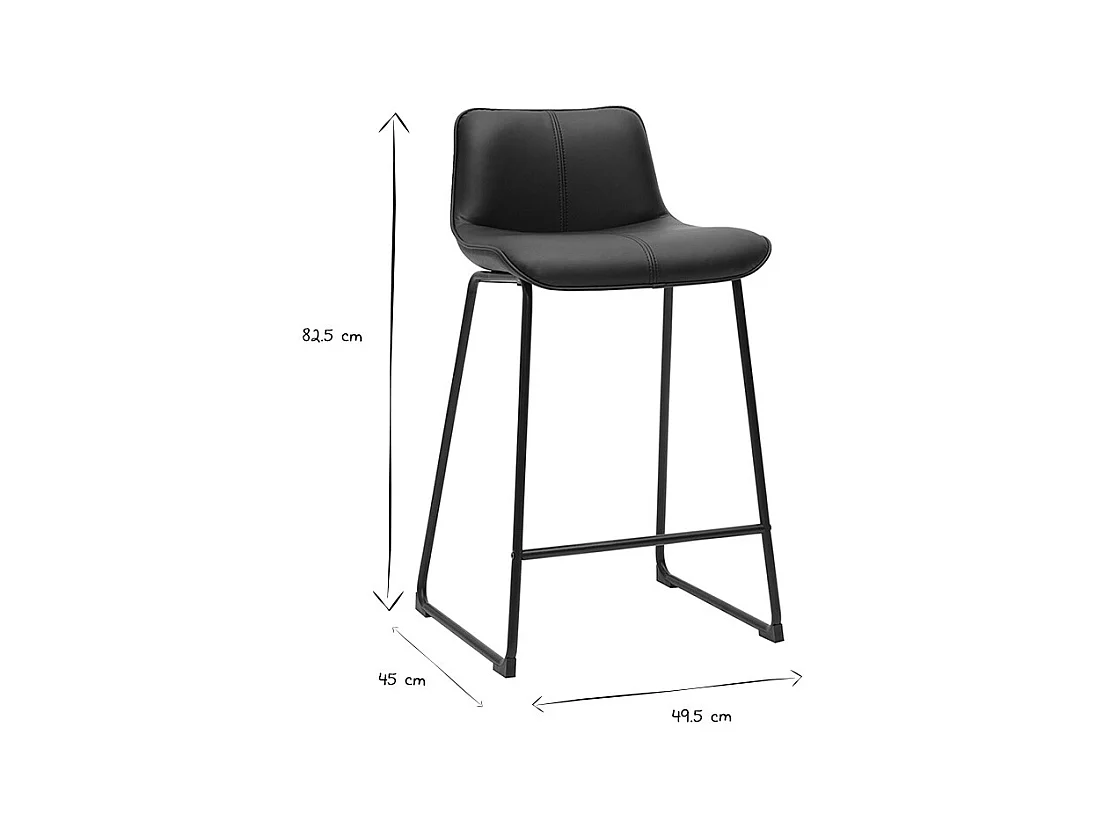 Schwarze Barhocker aus Metall H65 cm (2er-Set) BOOST