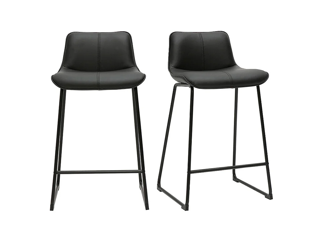Tabourets de bar noirs et métal H65 cm (lot de 2) BOOST