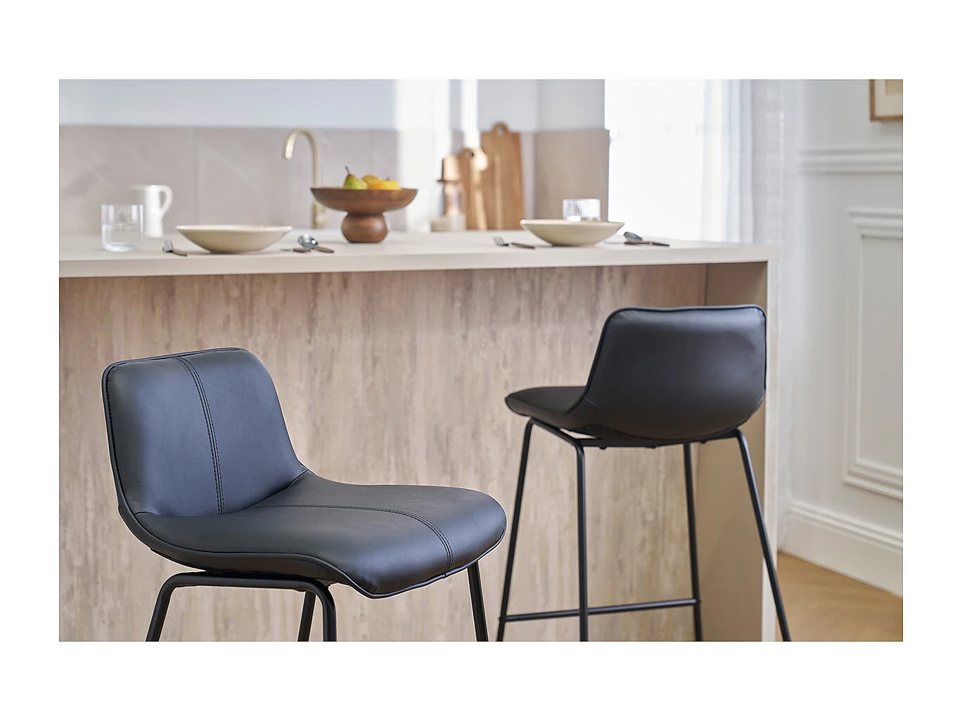 Sgabelli da bar neri e metallo H65 cm (confezione da 2) BOOST