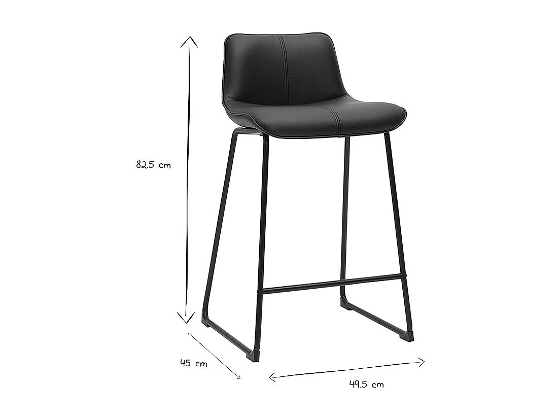 Sgabelli da bar neri e metallo H65 cm (confezione da 2) BOOST