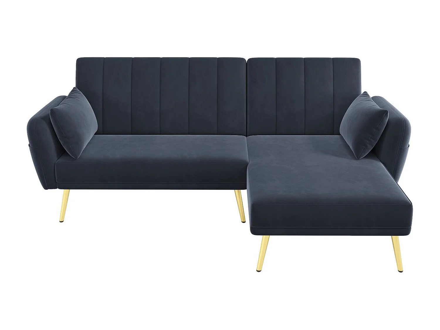 Canapé convertible moderne, canapé en L avec coin supplémentaire et fonction couchage,noir