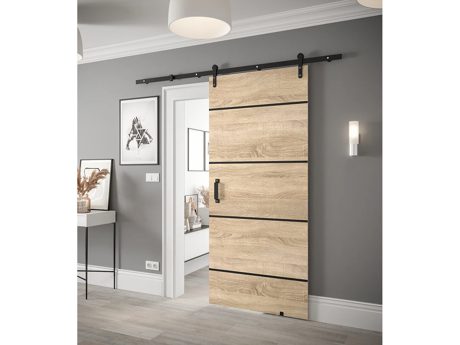 Puertas correderas Loftiko IV 90x200 (roble Sonoma)