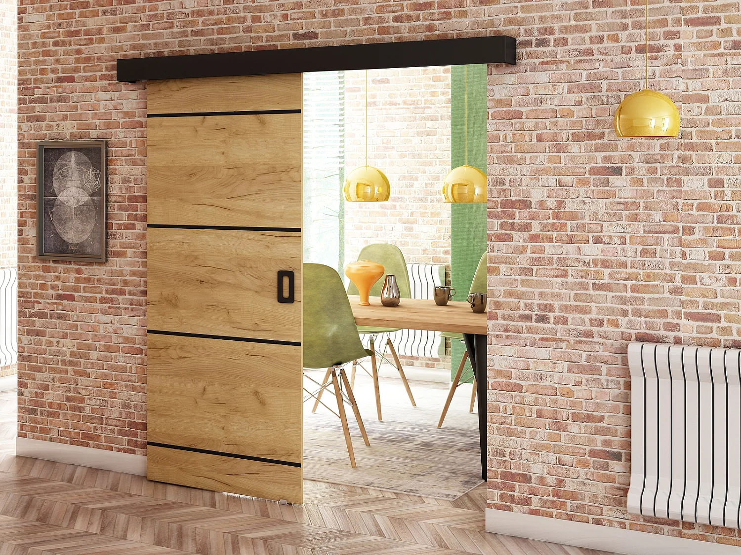 Puertas correderas Beni IV 90x200 (roble Kraft)