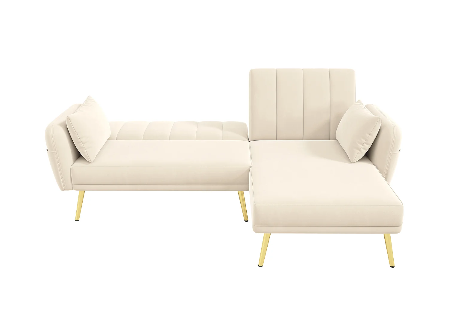 Sofá cama moderno, sofá en L con esquina adicional y función de cama, beige