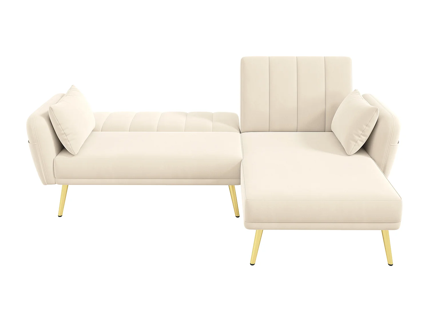 Canapé convertible moderne, canapé en L avec coin supplémentaire et fonction couchage, beige