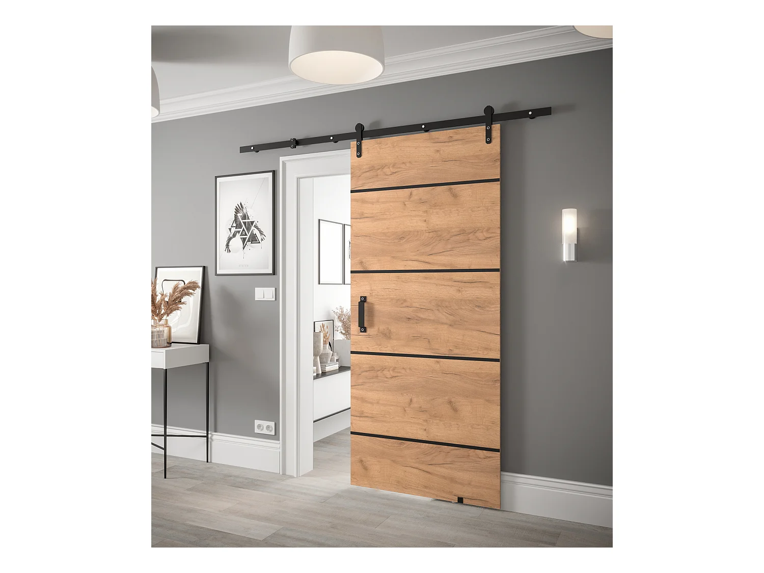 Portes coulissantes Loftiko IV 90x204 (chêne craft)