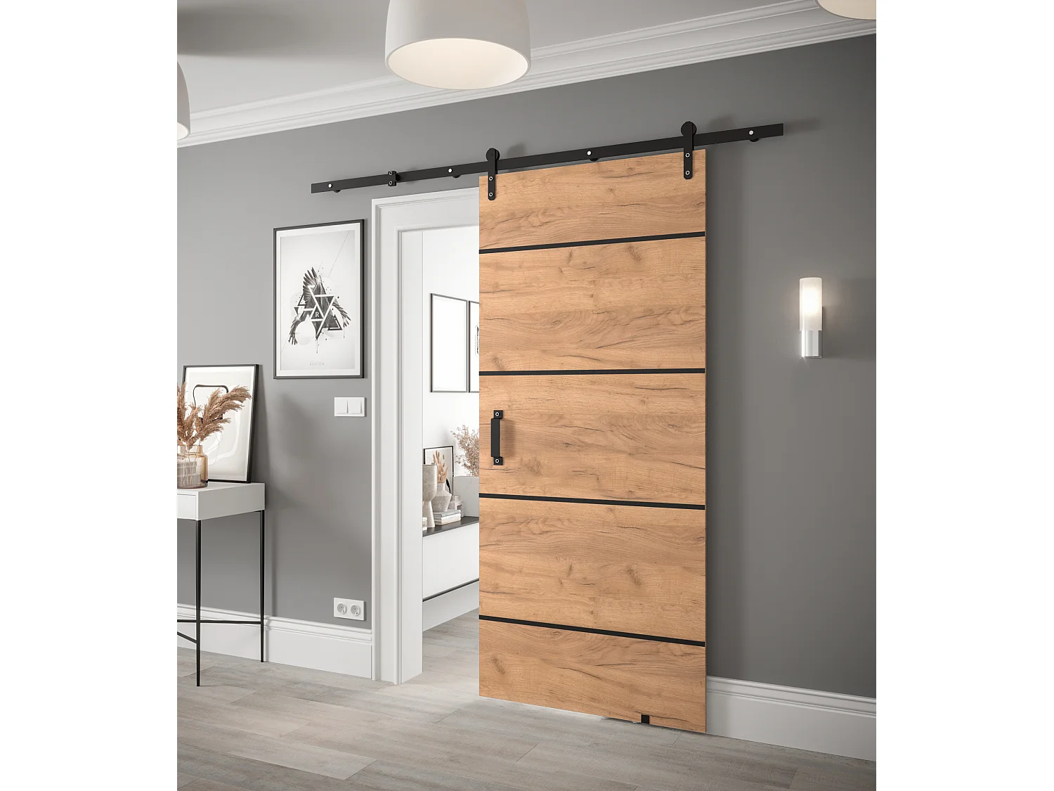 Puertas correderas Loftiko IV 90x200 (roble Kraft)