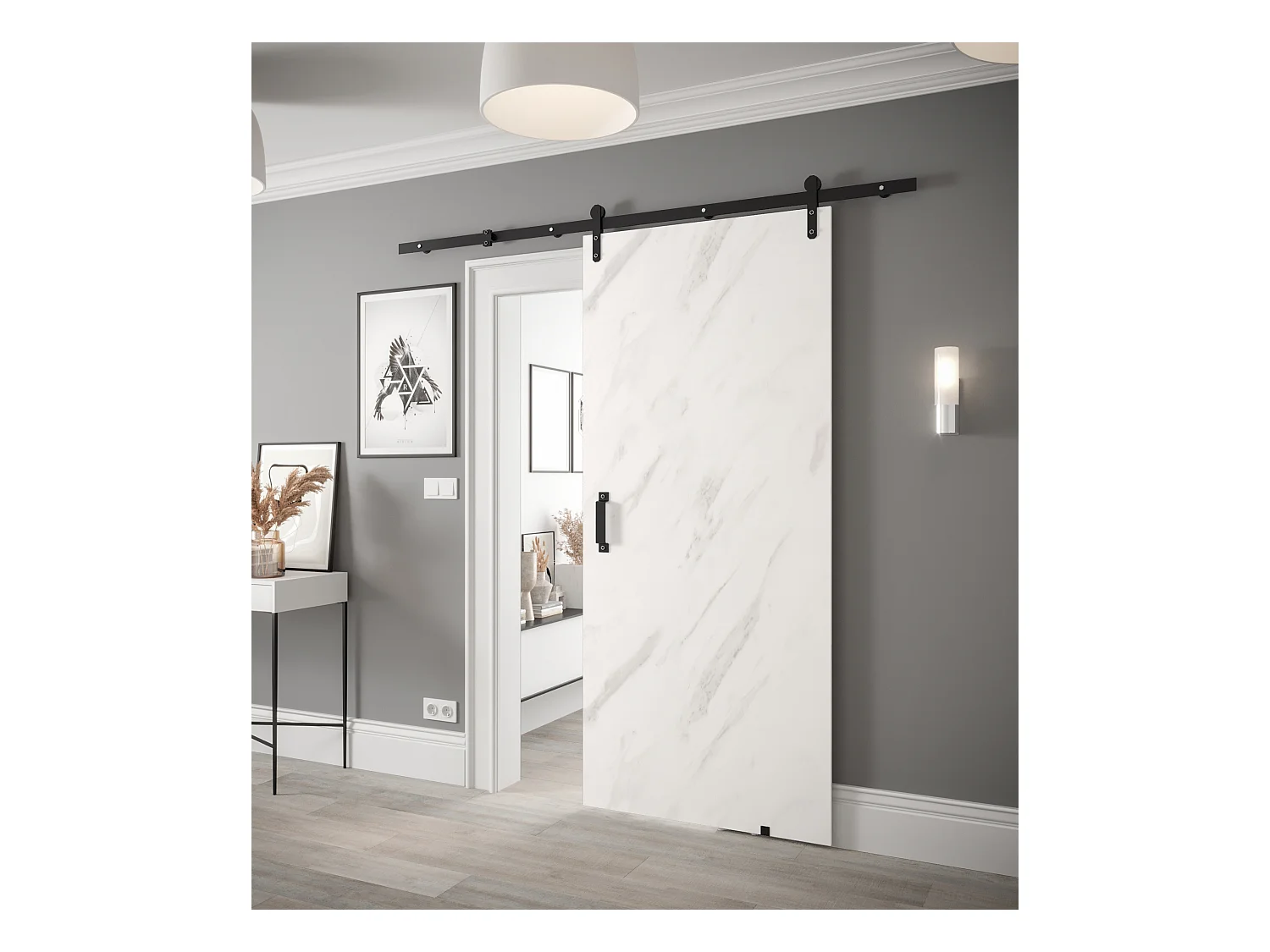 Portes coulissantes Loftiko I 90x204 (Marbre blanc)