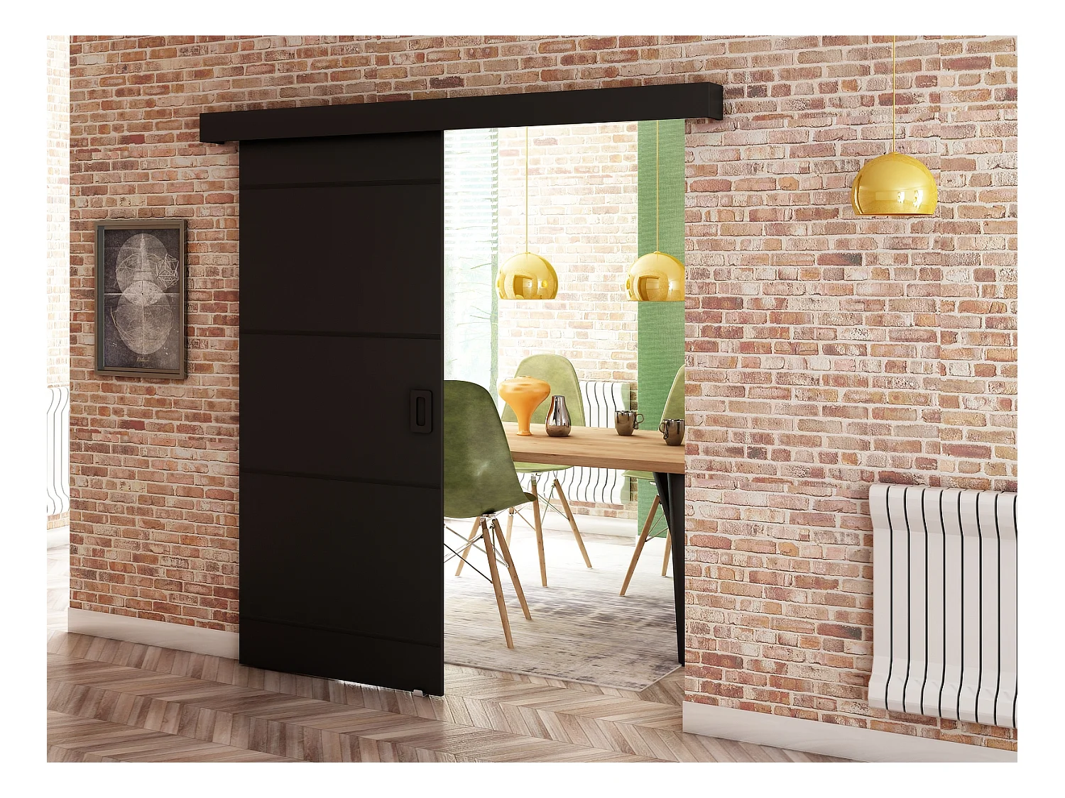 Portes coulissantes Beni IV 90x204 (Noir)