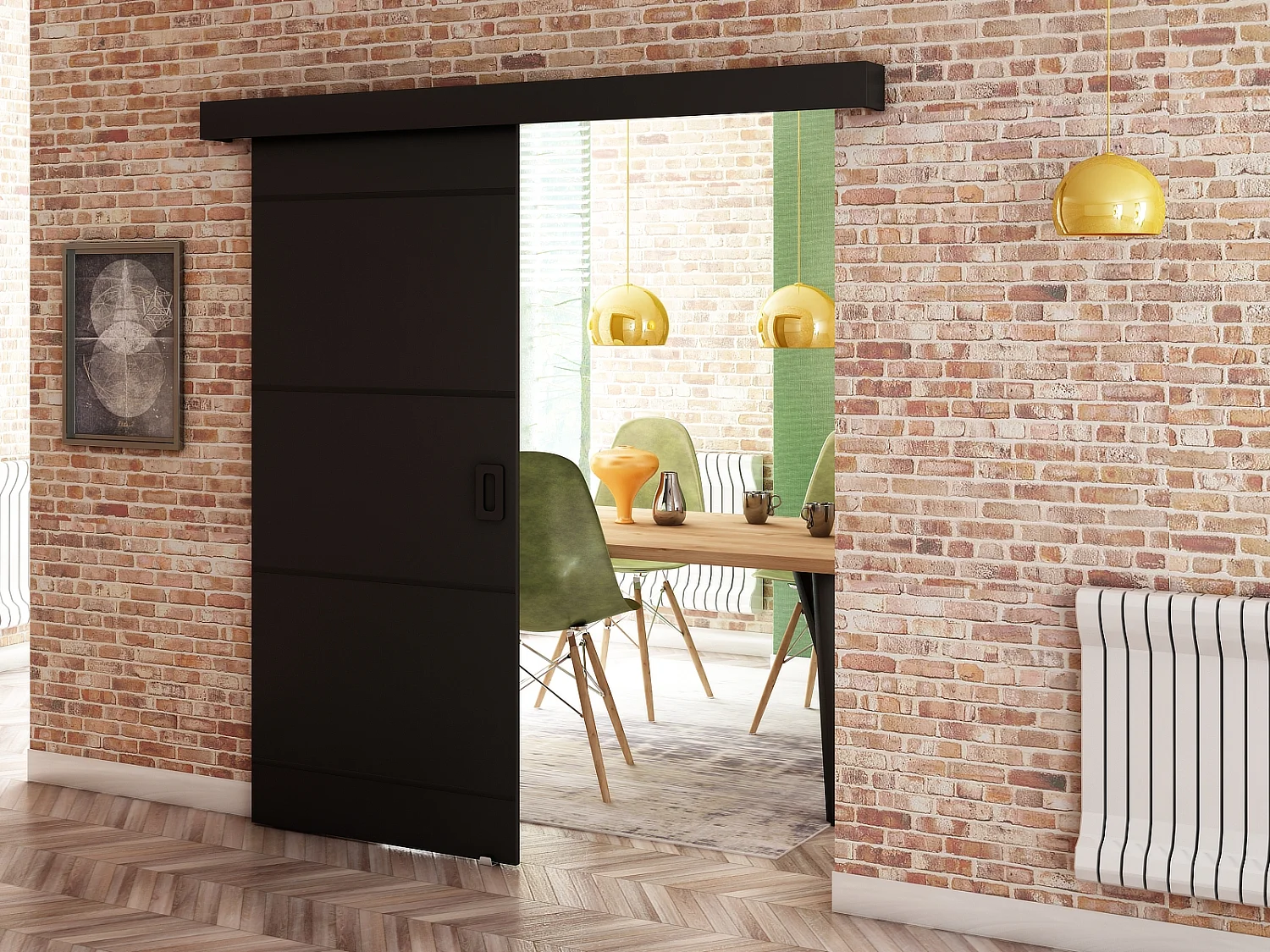 Puertas correderas Beni IV 90x200 (negro)