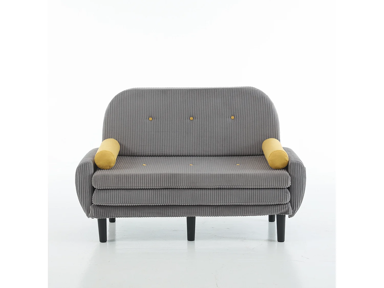 Canapé double en velours côtelé, pouvant servir de lit de jour et de fauteuil de détente avec espace de rangement,gris