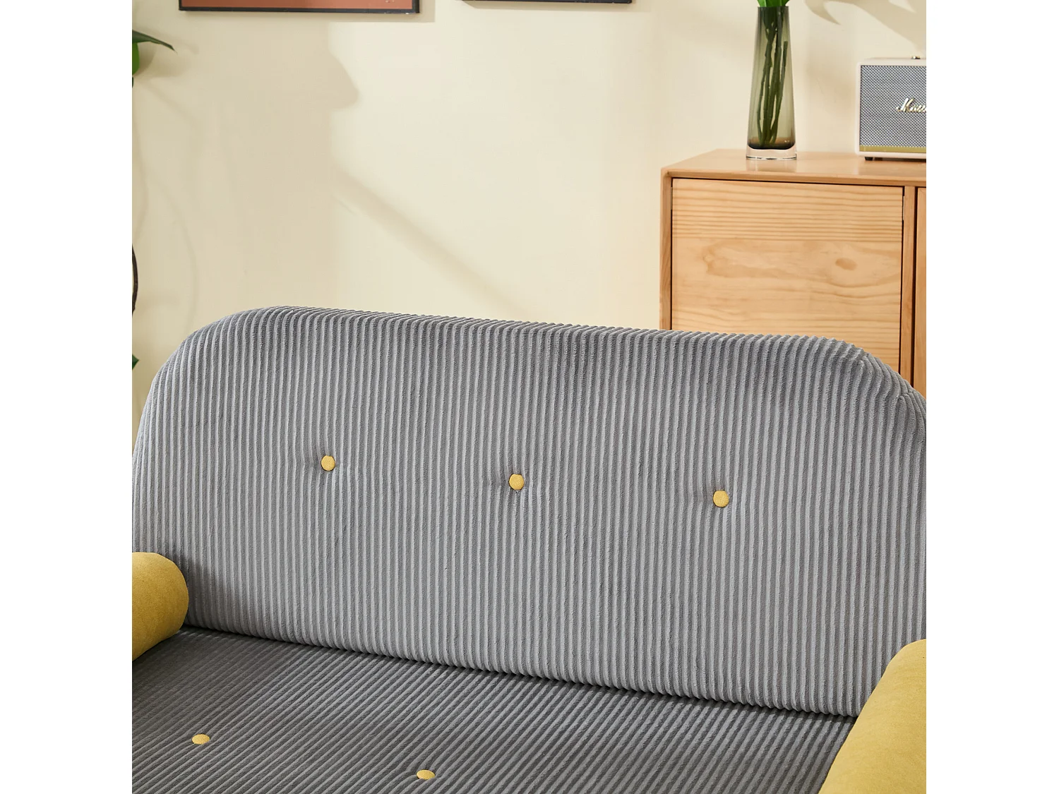 Canapé double en velours côtelé, pouvant servir de lit de jour et de fauteuil de détente avec espace de rangement,gris