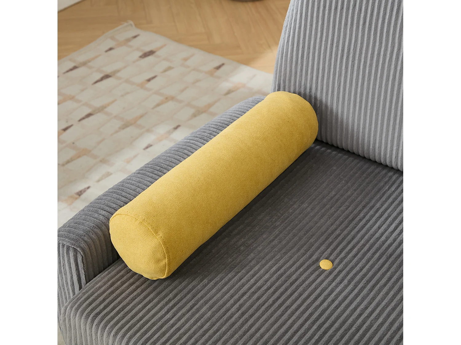 Canapé double en velours côtelé, pouvant servir de lit de jour et de fauteuil de détente avec espace de rangement,gris