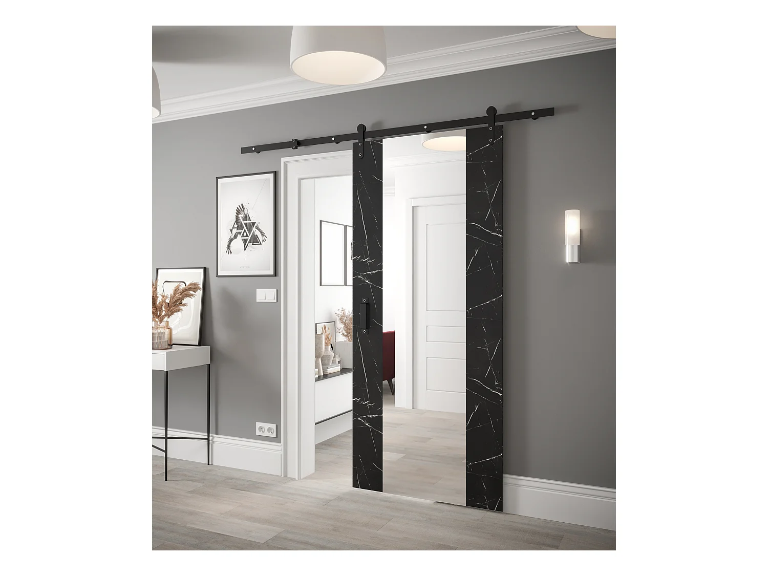 Portes coulissantes Loftiko II 90x204 (Marbre noir)