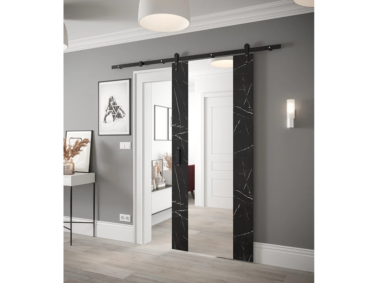 Puertas correderas Loftiko II 90x200 (mármol negro)