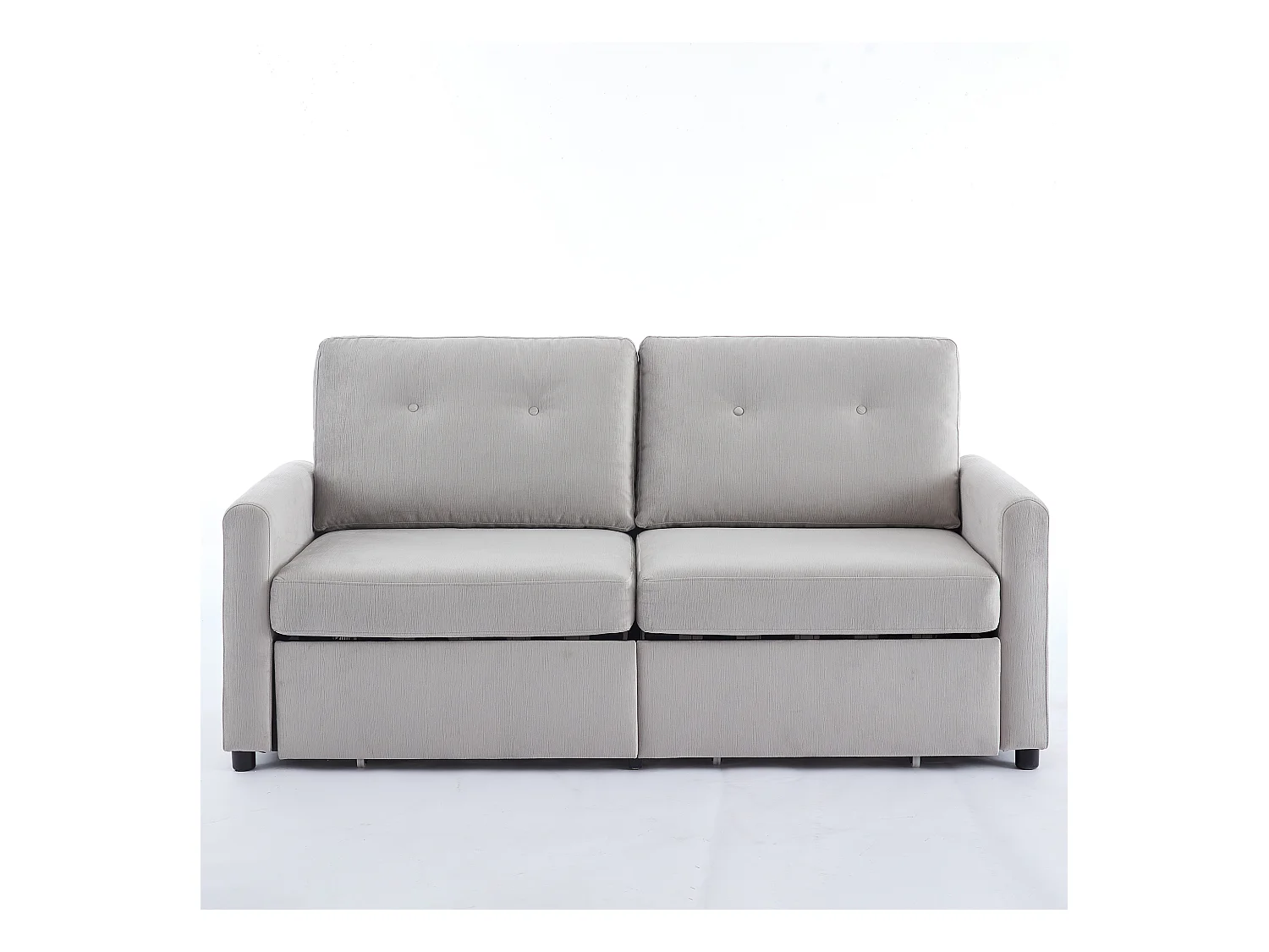 Canapé deux places avec tiroirs de rangement, gris clair
