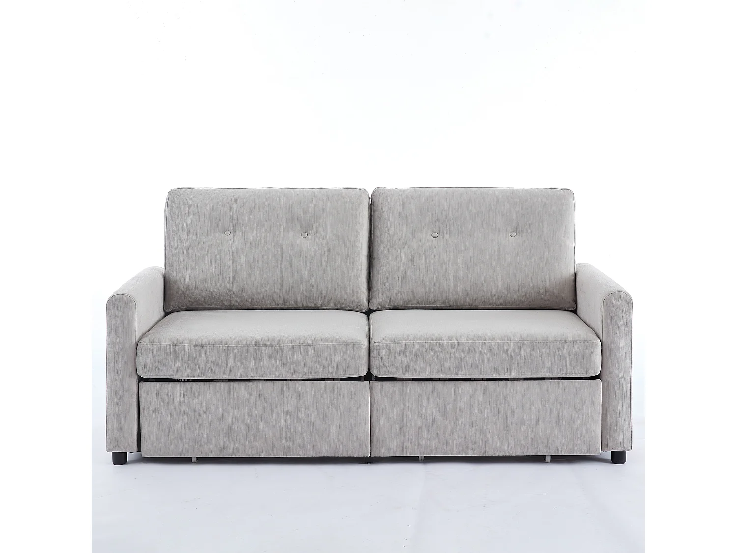 Canapé deux places avec tiroirs de rangement, gris clair