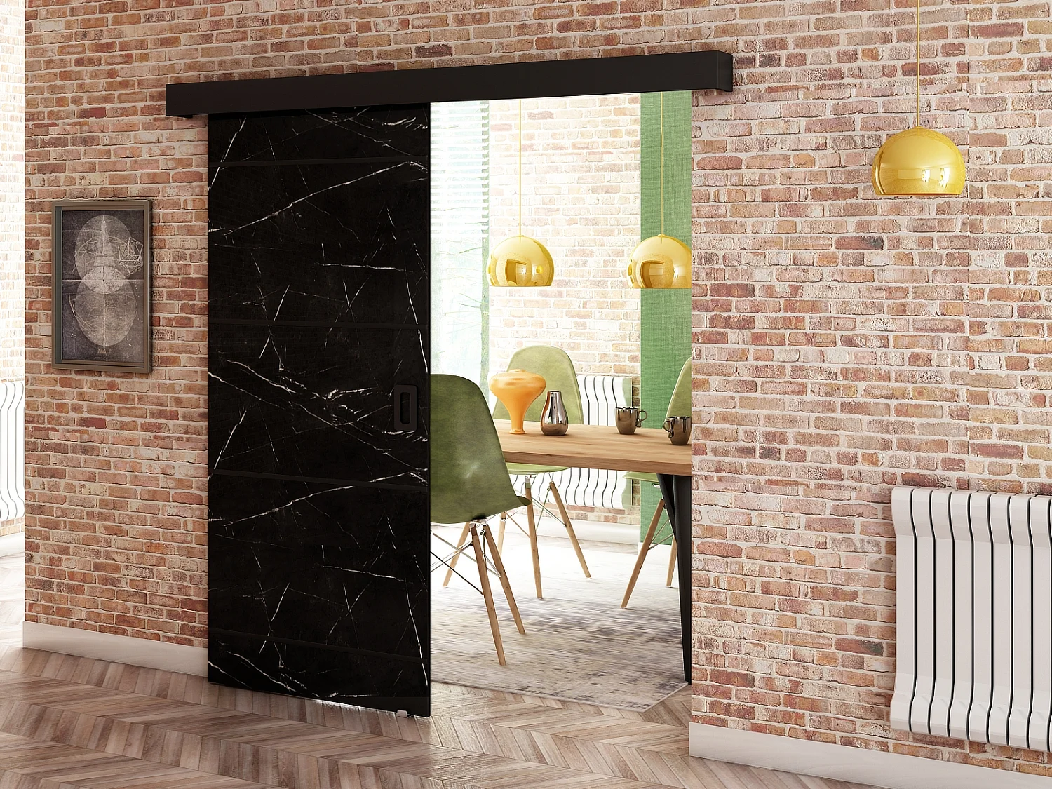 Puertas correderas Beni IV 90x200 (mármol negro)