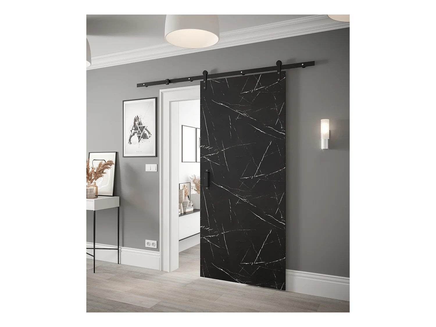 Portes coulissantes Loftiko I 90x204 (Marbre noir)