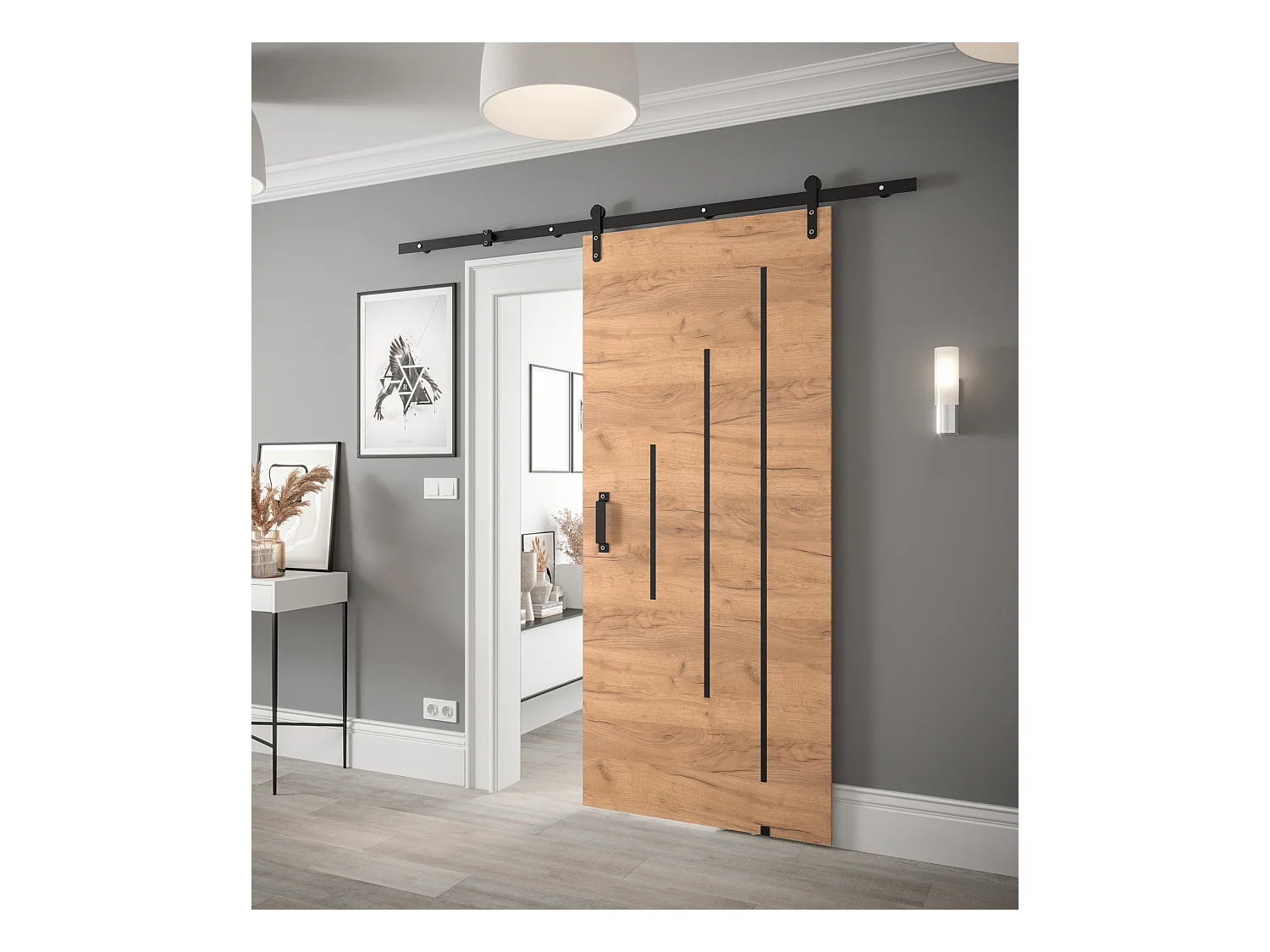 Portes coulissantes Loftiko Y 90x204 (chêne craft)