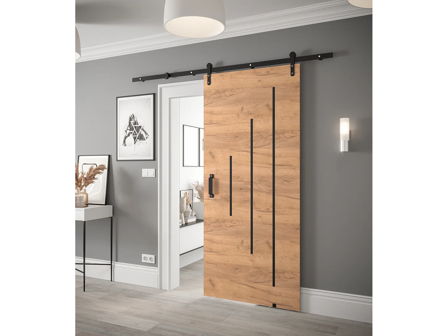 Puertas correderas Loftiko Y 90x200 (roble Kraft)