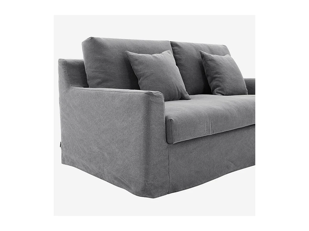 Habitat - Canapé 2 places déhoussable en coton et lin garni de plumes - Gris ardoise - Ostuni