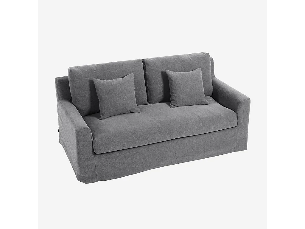 Habitat - Canapé 2 places déhoussable en coton et lin garni de plumes - Gris ardoise - Ostuni