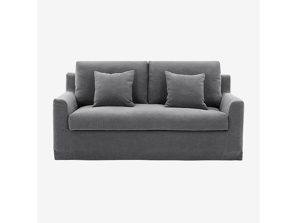 Habitat - Canapé 2 places déhoussable en coton et lin garni de plumes - Gris ardoise - Ostuni