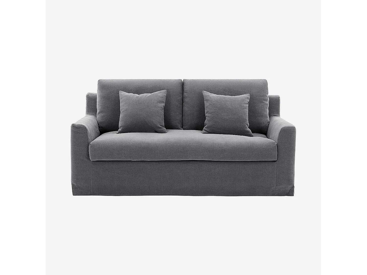 Habitat - Canapé 2 places déhoussable en coton et lin garni de plumes - Gris ardoise - Ostuni