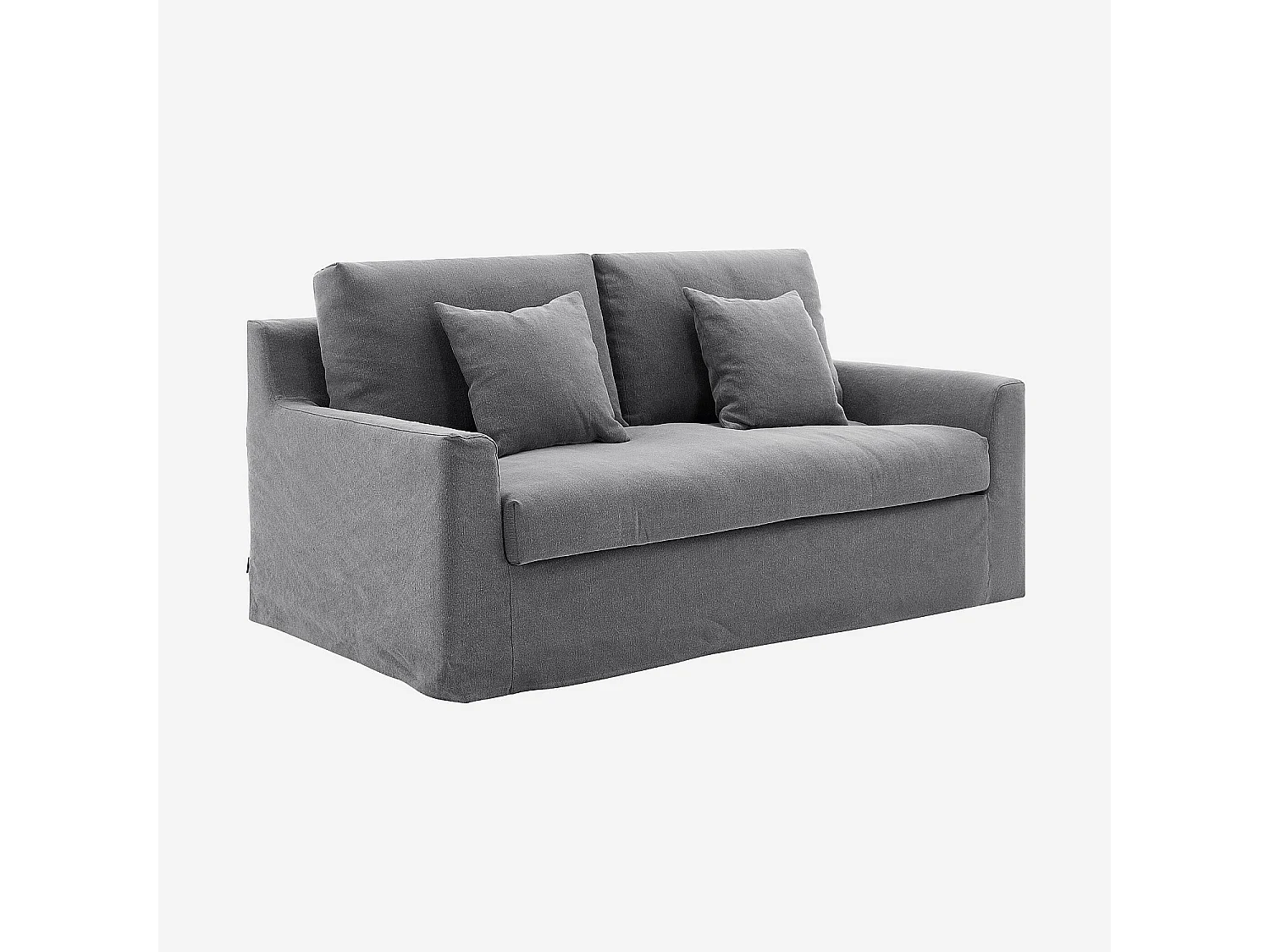 Habitat - Canapé 2 places déhoussable en coton et lin garni de plumes - Gris ardoise - Ostuni