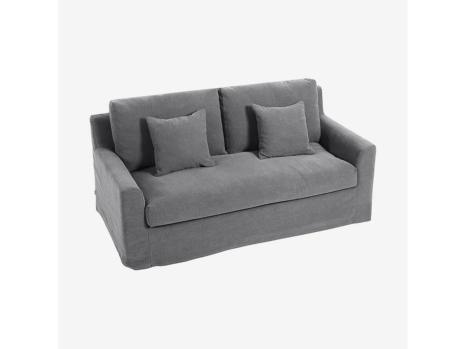 Habitat - Canapé 2 places déhoussable en coton et lin garni de plumes - Gris ardoise - Ostuni