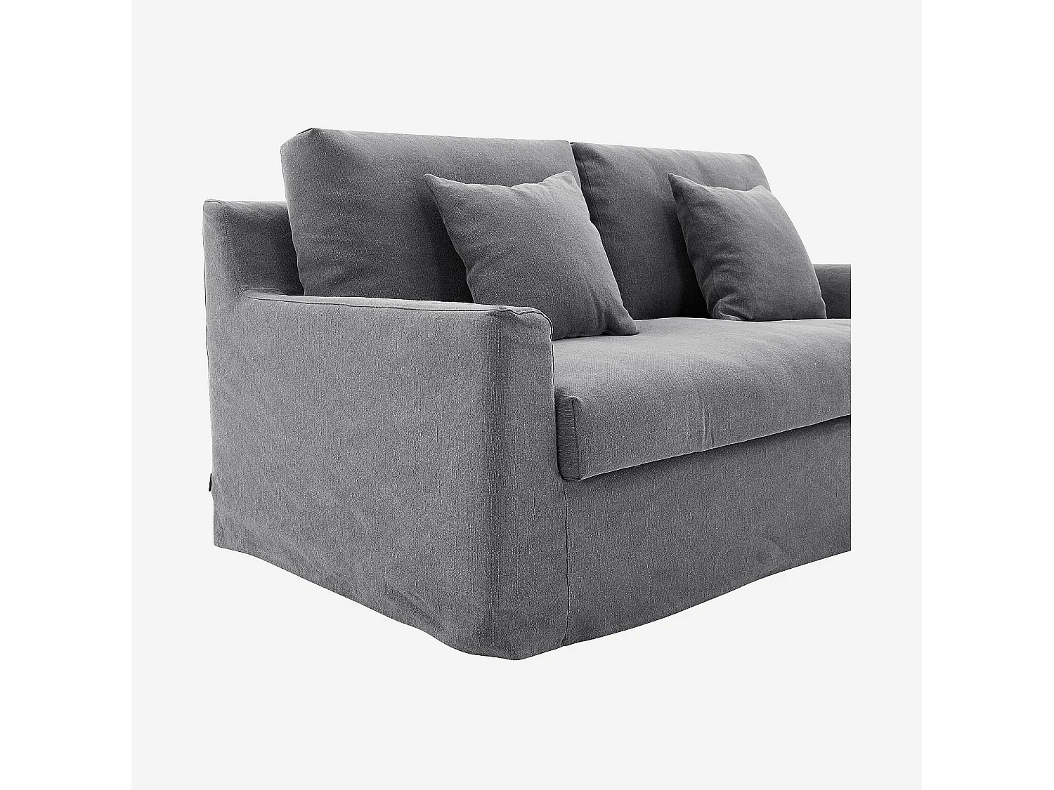 Habitat - Canapé 2 places déhoussable en coton et lin garni de plumes - Gris ardoise - Ostuni